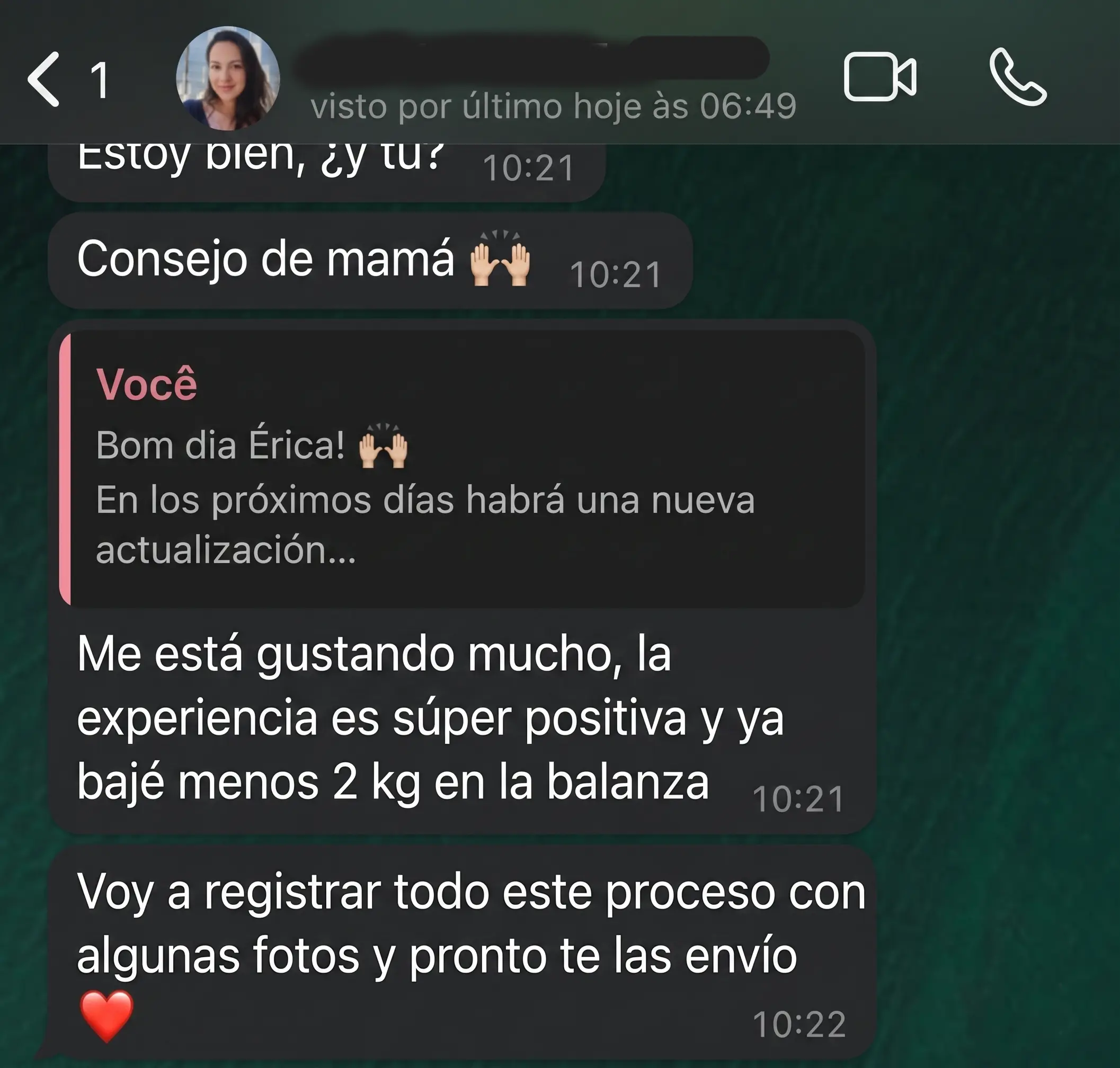 Resultado real de alumna